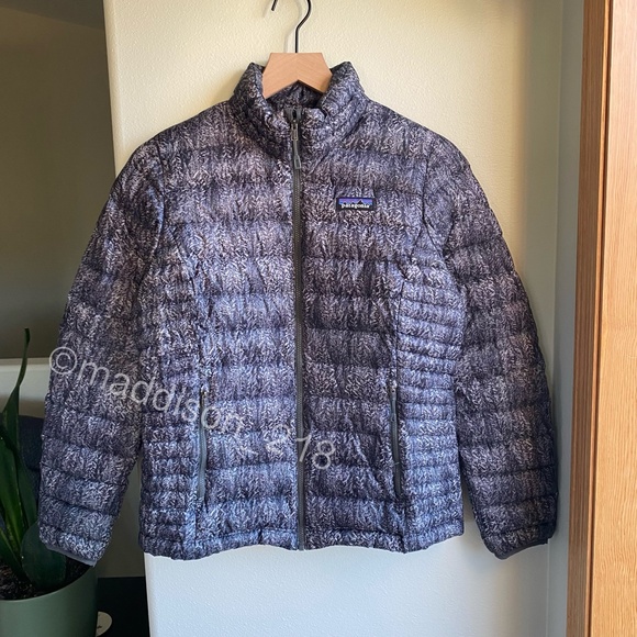 Patagonia Down Sweater Jacket Small Forestland Tailored Grey Black Snowy S - Picture 15 of 16